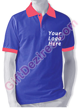 Designer Royal Blue and Red Color Mens Logo T Shirts